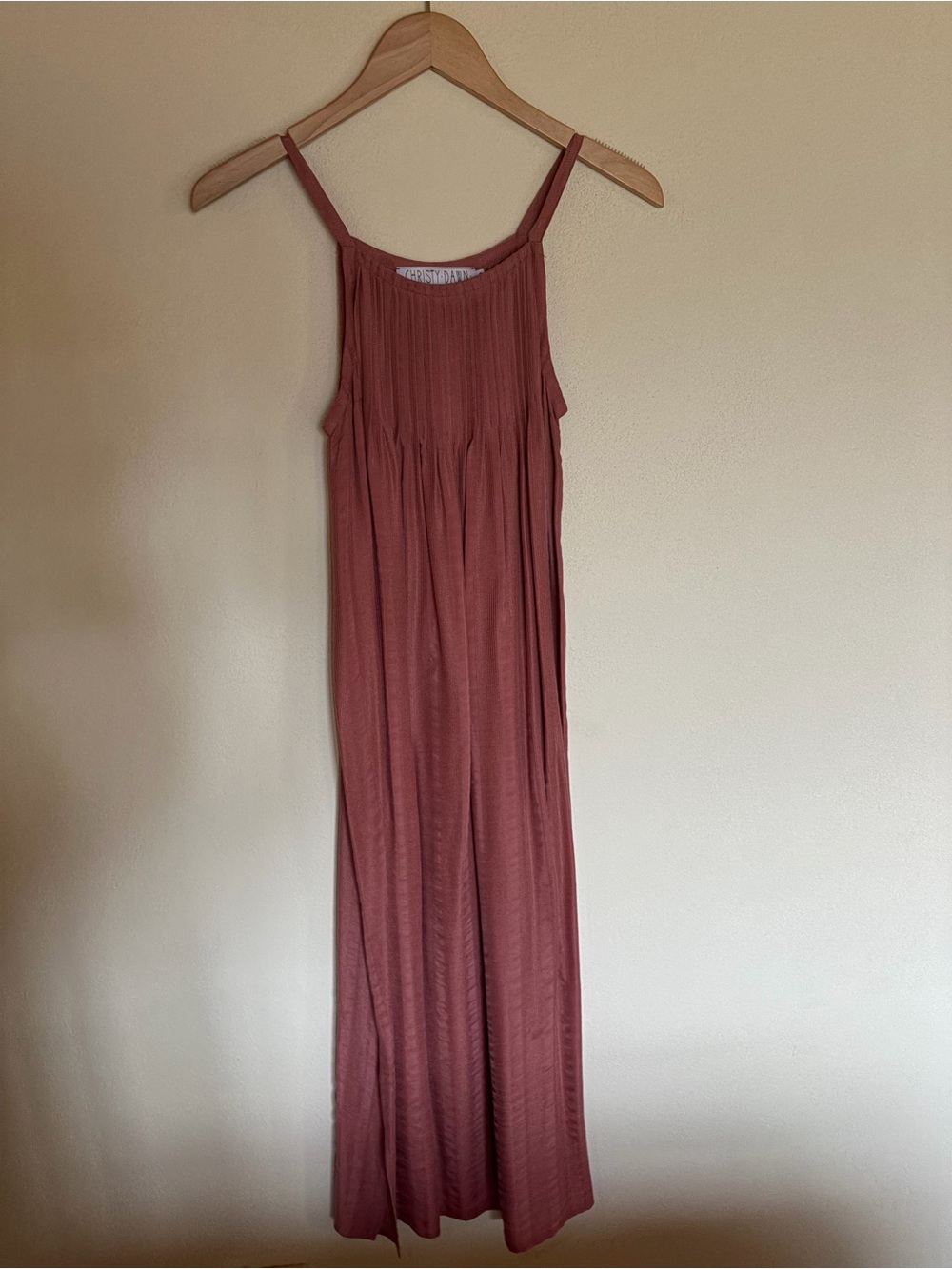 Christy Dawn SILK Dusty Rose Maxi Dress with Gathered Bodice
